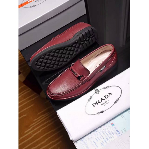 Replica Prada Leather Shoes For Men #324529 $92.00 USD for Wholesale
