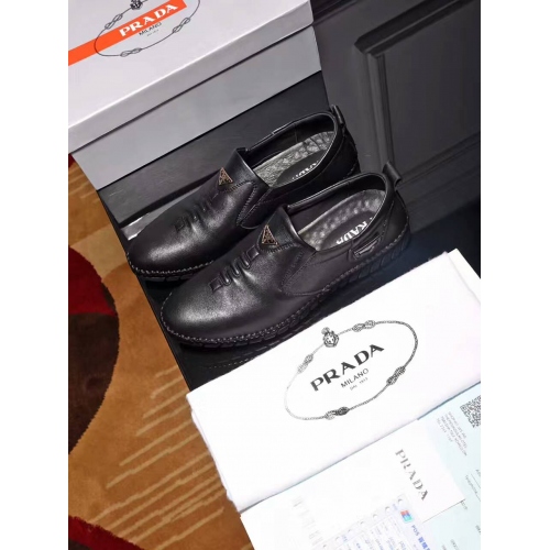 Replica Prada Leather Shoes For Men #324533 $80.00 USD for Wholesale