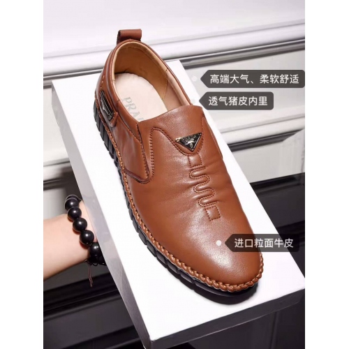 Replica Prada Leather Shoes For Men #324534 $80.00 USD for Wholesale