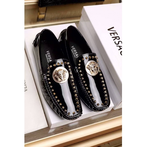 Versace Leather Shoes For Men #325034 $84.80 USD, Wholesale Replica Versace Flat Shoes