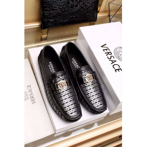 Replica Versace Leather Shoes For Men #325040 $80.80 USD for Wholesale