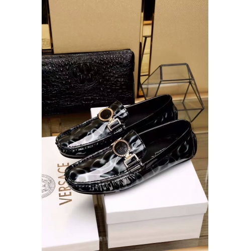 Replica Versace Leather Shoes For Men #325043 $80.80 USD for Wholesale