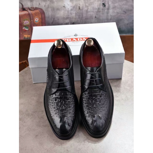 Replica Prada Leather Shoes For Men #339104 $85.00 USD for Wholesale