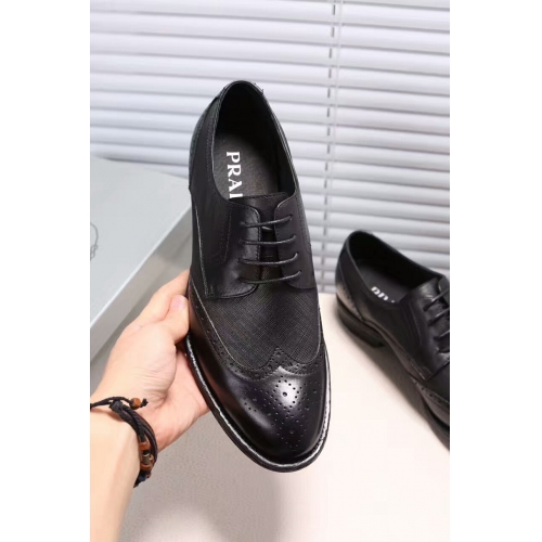 Replica Prada Leather Shoes For Men #339112 $88.00 USD for Wholesale