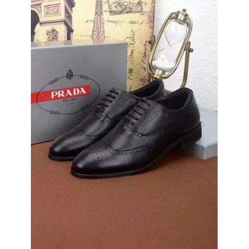 Replica Prada Leather Shoes For Men #339118 $92.00 USD for Wholesale