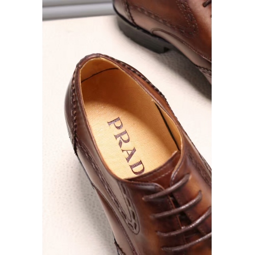 Replica Prada Leather Shoes For Men #339129 $88.00 USD for Wholesale