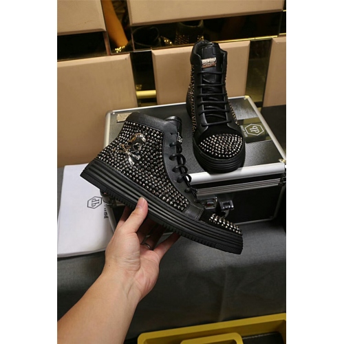 Replica Philipp Plein PP High Tops Shoes For Men #349287 $97.00 USD for Wholesale