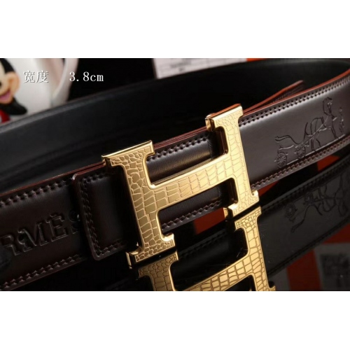 Replica Hermes AAA Quality Belts In Brown #353013 $48.00 USD for Wholesale