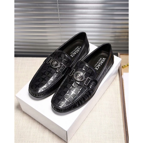 Versace Leather Shoes For Men #363721 $85.00 USD, Wholesale Replica Versace Leather Shoes