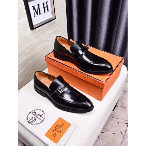Replica Hermes Leather Shoes For Men #392838 $88.00 USD for Wholesale
