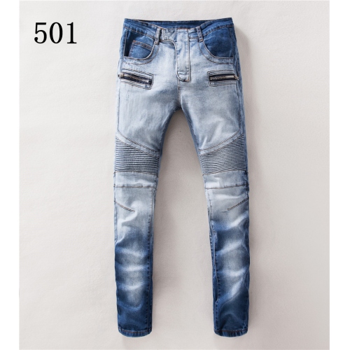 Replica Balmain Jeans For Men #402985 $60.00 USD for Wholesale