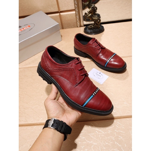 Replica Prada Leather Shoes For Men #408549 $82.00 USD for Wholesale