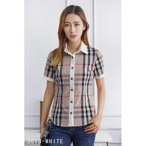 Replica Burberry Shirts Short Sleeved For Women #408976 $40.00 USD for Wholesale