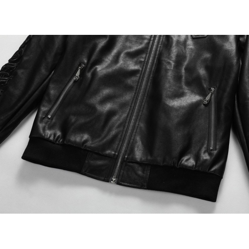 Replica Philipp Plein PP Leather Jackets Long Sleeved For Men #435888 $97.00 USD for Wholesale
