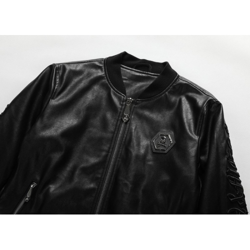 Replica Philipp Plein PP Leather Jackets Long Sleeved For Men #435888 $97.00 USD for Wholesale