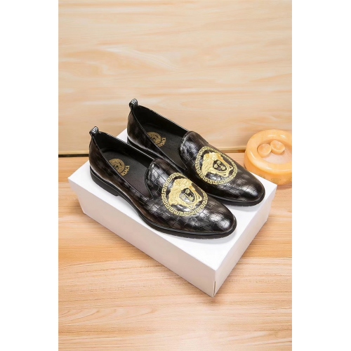 Replica Versace Leather Shoes For Men #441885 $88.50 USD for Wholesale