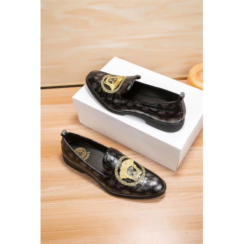 Replica Versace Leather Shoes For Men #441885 $88.50 USD for Wholesale