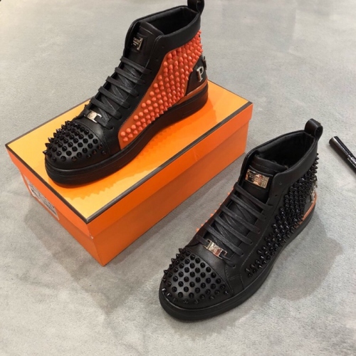 Replica Philipp Plein PP High Tops Shoes For Men #446592 $94.00 USD for Wholesale