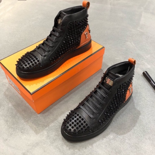Replica Philipp Plein PP High Tops Shoes For Men #446593 $94.00 USD for Wholesale