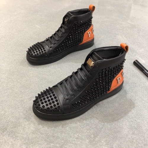 Replica Philipp Plein PP High Tops Shoes For Men #446593 $94.00 USD for Wholesale