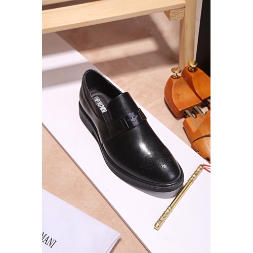 Armani Leather Shoes For Men #447483 $82.00 USD, Wholesale Replica Armani Leather Shoes