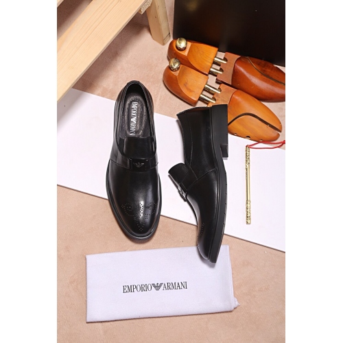 Replica Armani Leather Shoes For Men #447483 $82.00 USD for Wholesale