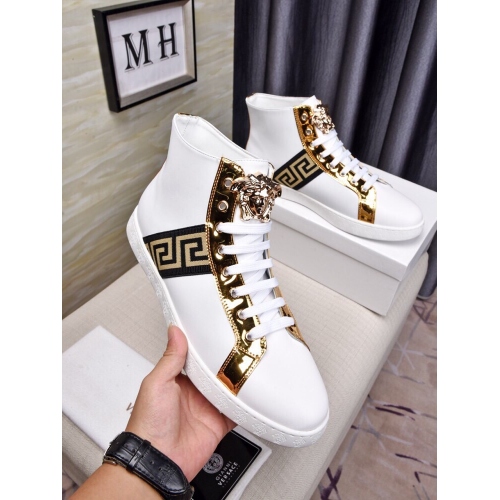 Versace High Tops Shoes For Men #447611 $82.00 USD, Wholesale Replica Versace High Tops Shoes