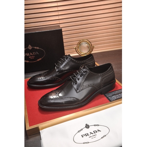 Replica Prada Leather Shoes For Men #448418 $88.00 USD for Wholesale