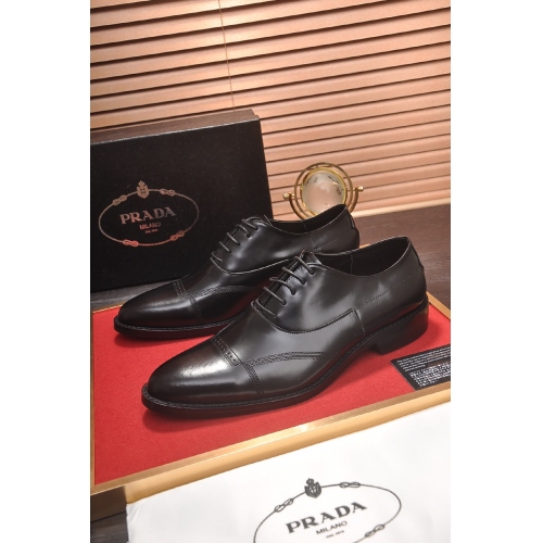 Replica Prada Leather Shoes For Men #448419 $88.00 USD for Wholesale