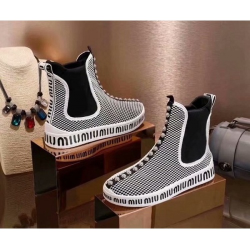 Replica MIU MIU High Tops Shoes For Women #455154 $97.00 USD for Wholesale