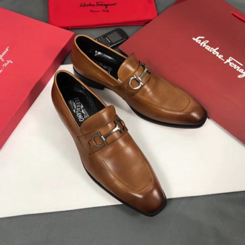 Replica Salvatore Ferragamo SF Leather Shoes For Men #458738 $98.00 USD for Wholesale