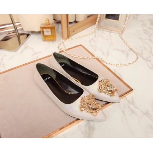 Versace Flat Shoes For Women #480843 $72.00 USD, Wholesale Replica Versace Leather Shoes