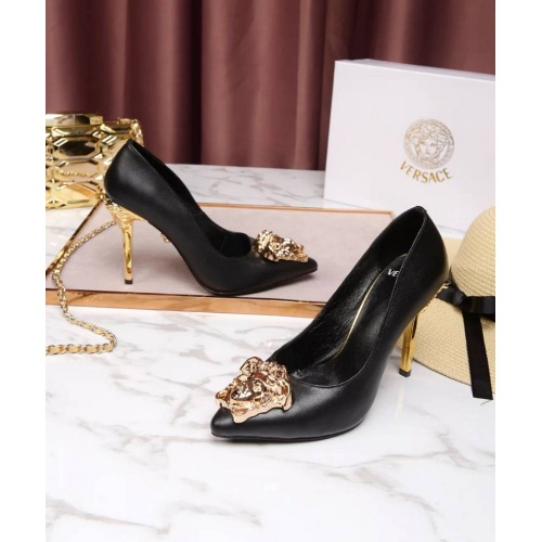 Versace High-Heeled Shoes For Women #480940 $78.00 USD, Wholesale Replica Versace High-Heeled Shoes