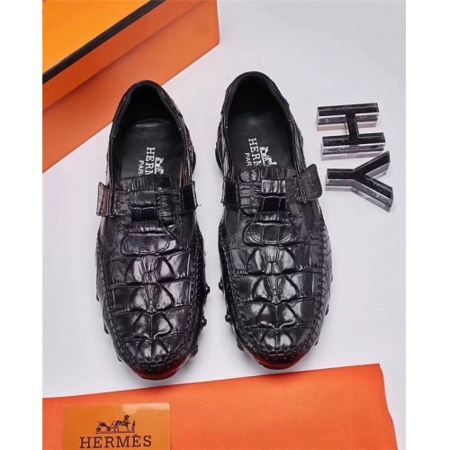 Replica Hermes Leather Shoes For Men #521977 $80.00 USD for Wholesale
