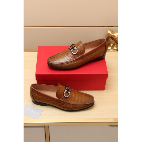 Replica Ferragamo Leather Shoes For Men #524115 $76.00 USD for Wholesale