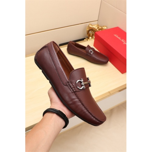 Replica Ferragamo Leather Shoes For Men #524118 $76.00 USD for Wholesale