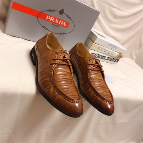 Prada Leather Shoes For Men #528589 $82.00 USD, Wholesale Replica Prada Leather Shoes