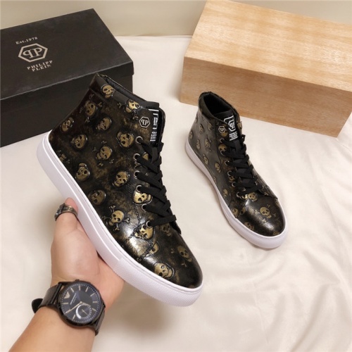 Replica Philipp Plein PP High Tops Shoes For Men #536010 $76.00 USD for Wholesale