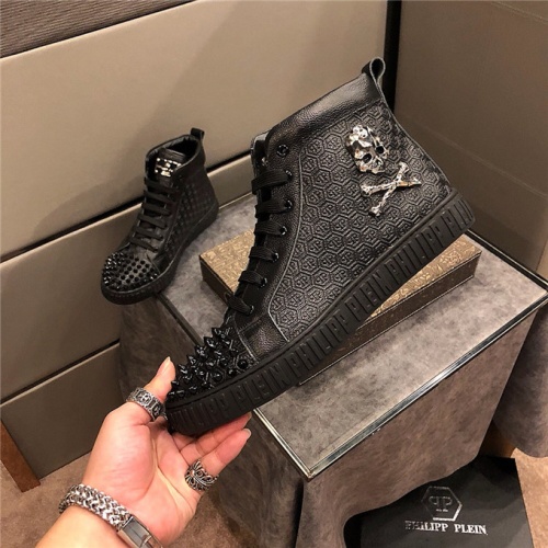 Replica Philipp Plein PP High Tops Shoes For Men #537614 $82.00 USD for Wholesale