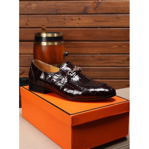 Replica Hermes Leather Shoes For Men #542430 $88.00 USD for Wholesale