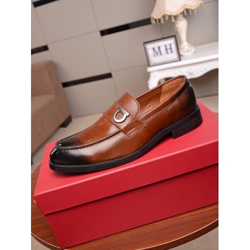 Replica Salvatore Ferragamo Leather Shoes For Men #555630 $83.00 USD for Wholesale