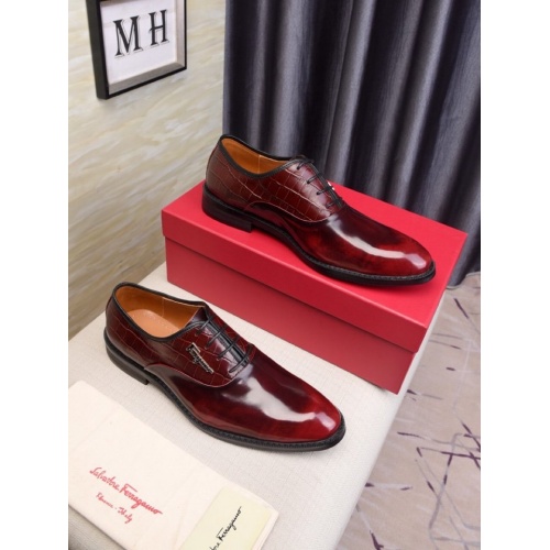 Replica Salvatore Ferragamo Leather Shoes For Men #555636 $81.00 USD for Wholesale