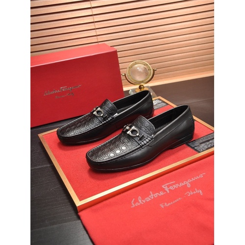 Replica Salvatore Ferragamo Leather Shoes For Men #555669 $93.00 USD for Wholesale