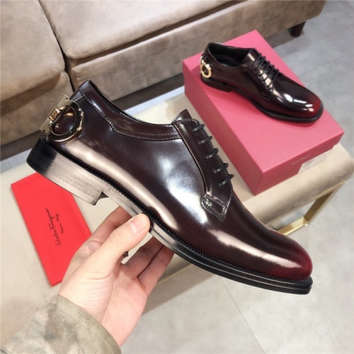 Replica Salvatore Ferragamo Leather Shoes For Men #559315 $101.00 USD for Wholesale
