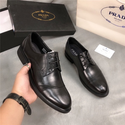 Replica Prada Leather Shoes For Men #561767 $83.00 USD for Wholesale