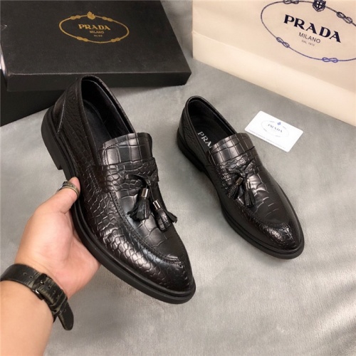 Replica Prada Leather Shoes For Men #561768 $83.00 USD for Wholesale