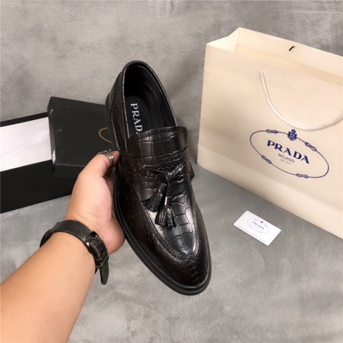 Replica Prada Leather Shoes For Men #561768 $83.00 USD for Wholesale