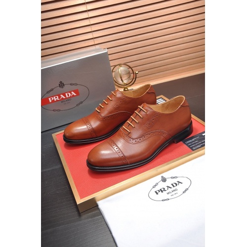 Prada Leather Shoes For Men #752215 $86.00 USD, Wholesale Replica Prada Leather Shoes