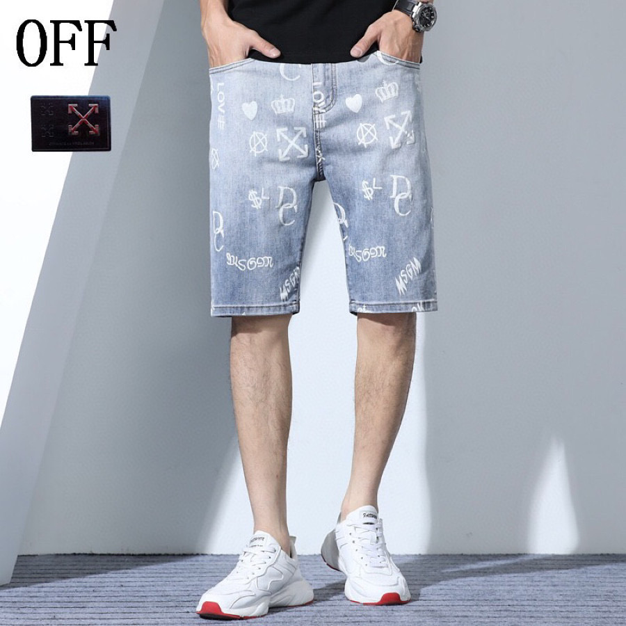 off white jean shorts mens