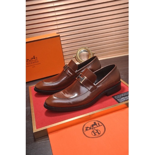 Replica Hermes Leather Shoes For Men #799604 $85.00 USD for Wholesale